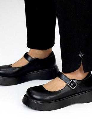 Туфли женские, экокожа, чёрные 41р2 фото