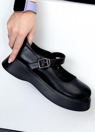 Туфли женские, экокожа, чёрные 41р8 фото