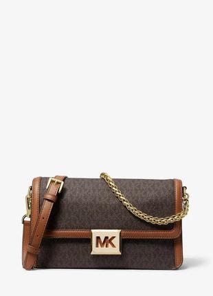 Женская сумка michael kors sonia medium logo convertible shoulder bag (35f1g6sl3b) коричневая