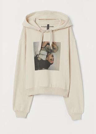 Укороченный свитшот худи h&m short hooded top ariana grande - xs-s1 фото