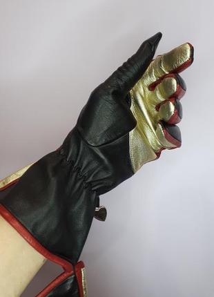 Moschino ексклюзивные женские кожаные перчатки золотые оригинал