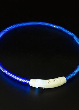 Led ошейник светодиодный для котов и кошек на батарейке 20 -70 см синий