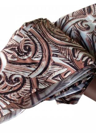 Зонт zest женский механика 5 сложений, цветной плоский расцветка "pattern" коричневый3 фото