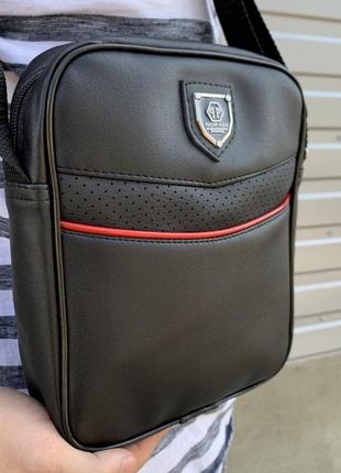 Мужская барсетка черная phillip plein (филипп пляйн) сумка через плече4 фото