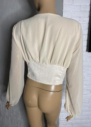 Корсетна блуза блузка з об’ємними рукавами shein, l2 фото