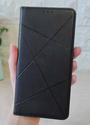 Чехол для xiaomi redmi 10c книжка подставка с магнитом и карманами под карточки черный