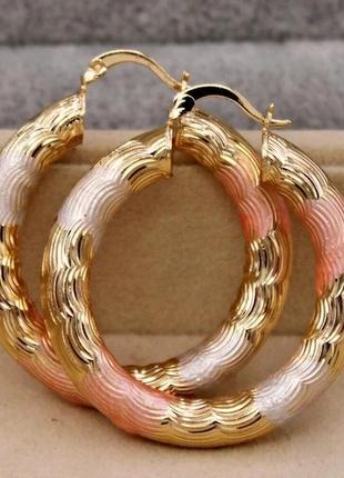 Сережки кільця жіночі золотисті у формі кілець