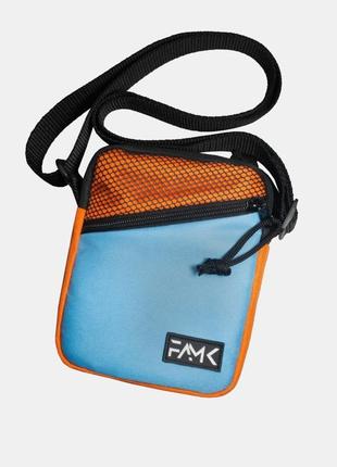 Женская сумка через плече мсr4 голубая/оранжевая3 фото