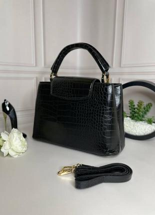 Сумка жіноча louis vuitton capucines чорна в стилі croc wb0023 фото