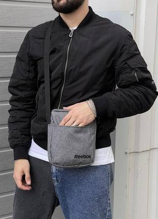 Барсетка 600d reebok сірий меланж (накатка)