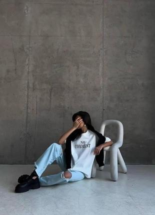 Женская стильная футболка с надписью <no comment>