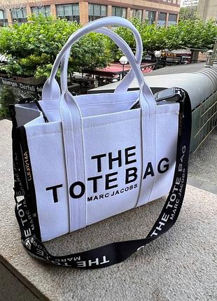 Жіноча сумка marc jacobs tote bag textile шоппер марк джейкобс біла 6035