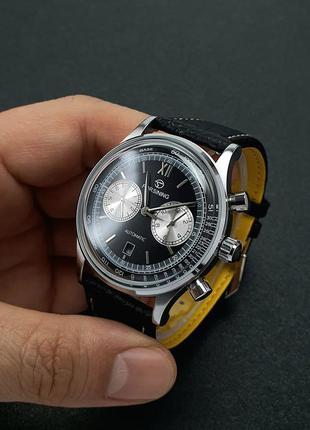 Мужские механические наручные часы с автоподзаводом  forsining 6921 black-silver3 фото