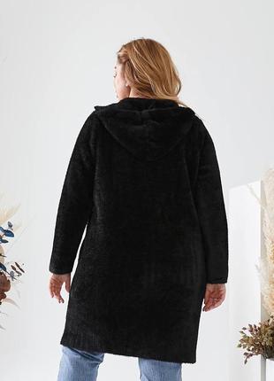 Жіночий модний кардиган із альпаки чорного кольору 50-58 розмір3 фото