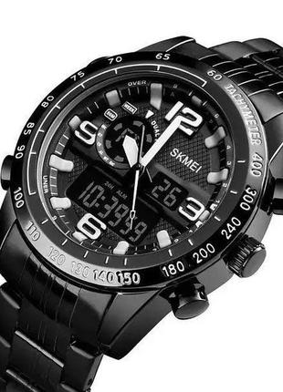 Годинник наручний чоловічий skmei 1453bk black, армійський годинник протиударний. колір: чорний