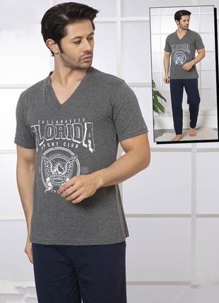 Мужская пижама с футболкой и штанами хлопок турция недорого