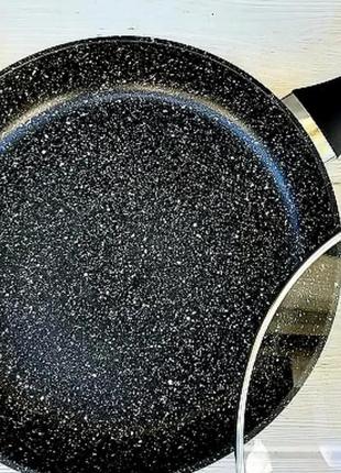 Сковорода з кришкою 22 см темний граніт unique un-5144  ⁇  антипригарна сковорода  ⁇  гранітна сковорода