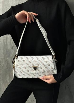 Жіноча сумка   guess cordelia flap shoulder bag white