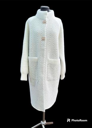 Красивое женское бежевое пальто с альпаки 50 по 56 размер5 фото