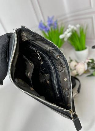 Женская сумка mcm crossbody pouch in visetos original черная wb0604 фото