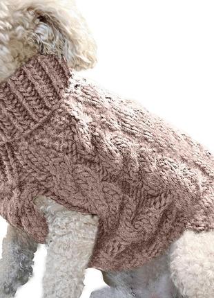 Вязаный свитер для котов и кошек pet style "косичка" бежевый s