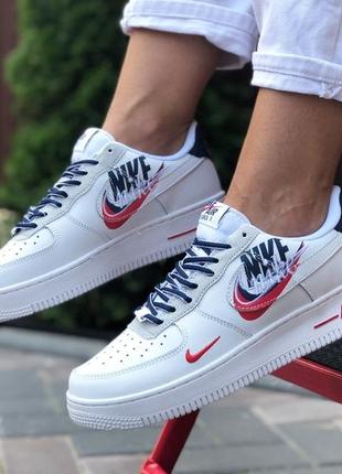 🌼❤️nike air force 1 white red❤️🌼жіночі кросівки на платформі