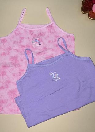 Набір майок рожевого / лілового кольорів 100% бавовна     розмір:  ✔️3/4 роки  .