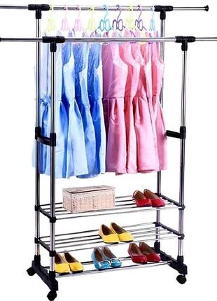 Вешалка-стойка для одежды и обуви triple stand hanger1 фото