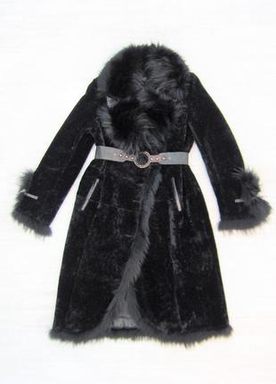 Шуба мутон чорнобурка хутряне пальто зимове дублянка халат mefi