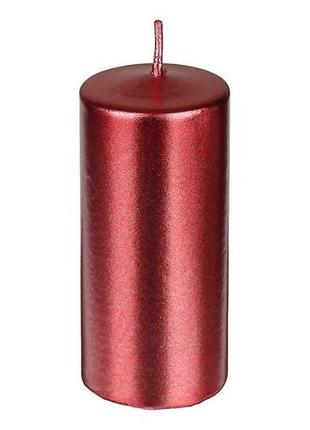 Свеча декоративная, красная, перламутровая 120⨯58 мм.1 фото