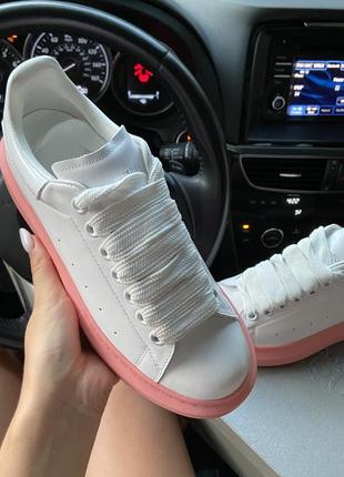 Alexander mcqueen white pink 🆕 жіночі кросівки маквин 🆕 білі з рожевим2 фото