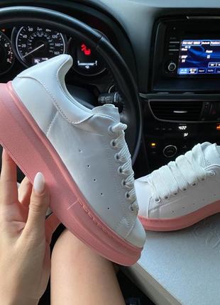 Alexander mcqueen white pink 🆕 жіночі кросівки маквин 🆕 білі з рожевим