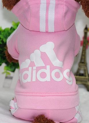 Спортивний костюм для котів pet style "adidog" рожевий