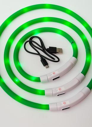 Led ошейник светодиодный для котов и кошек с usb зарядкой 20-35 см зеленый