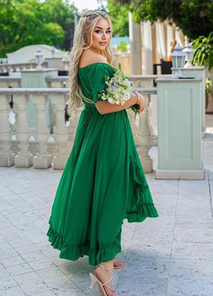 Плаття жіноче зелене довге легке платье женское зелёное длиное лёгкое осенние весенние летние осіннє весняне літнє1 фото