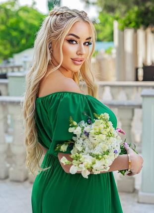 Плаття жіноче зелене довге легке платье женское зелёное длиное лёгкое осенние весенние летние осіннє весняне літнє3 фото