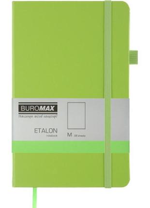 Книга записная buromax etalon 125x195 мм 96 листов без линовки обложка из искусственной кожи салатовая1 фото