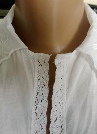 Супер тонкая белая блуза с прошвой, хлопок, манго4 фото