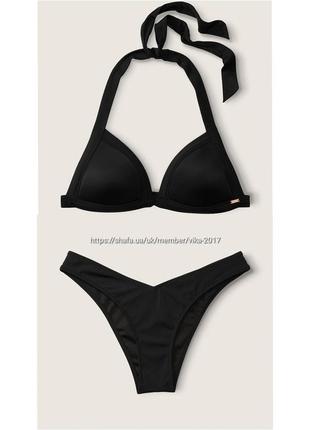 Чорний купальник з пуш-ап victorias secret pink
