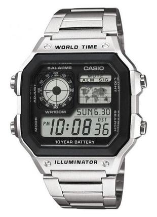 Мужские часы casio ae-1200whd-1avef, серебристый с черным