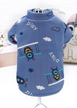 Футболка для котов и кошек pet style "самолет" синяя