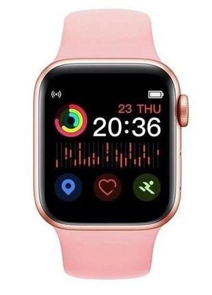 Смарт-годинник smart watch t500 спортивний з мікрофоном рожевий2 фото