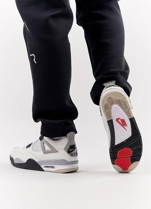 Чоловічі шкіряні кросівки nike air jordan 4 retro m white cement, чоловічі кеди найк джордан. чоловіче взуття3 фото