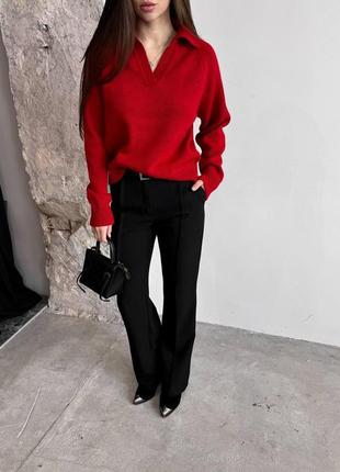 Женский свитер-поло цвет красный р.42/46 4504153 фото