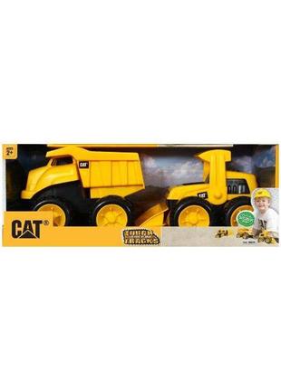 (уценка!без коробки) игрушка самосвал toy state cat набор из 2 штук: самосвал и колесный погрузчик 20 см 32651