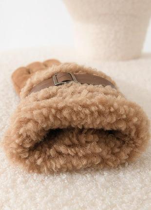 Рукавички жіночі зимові сенсорні під замшу утеплені з хутром. теплі рукавички на хутрі коричневий5 фото
