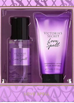 Подарунковий набір victoria's secret love spell body care mini mist & lotion duo
