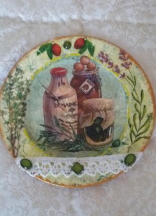 Декоративная тарелка на кухню. handmade.