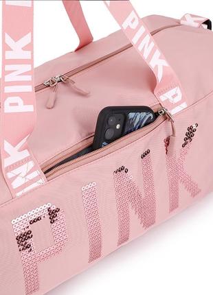 Сумка женская pink в стиле victoria's secret дорожная спортивная для фитнеса с...