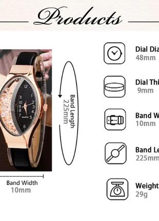 Комплект жіночий кварцевий наручний годинник, підвіска, сережки та кільце2 фото